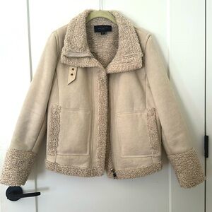 Ann Taylor petite faux suede moto jacket